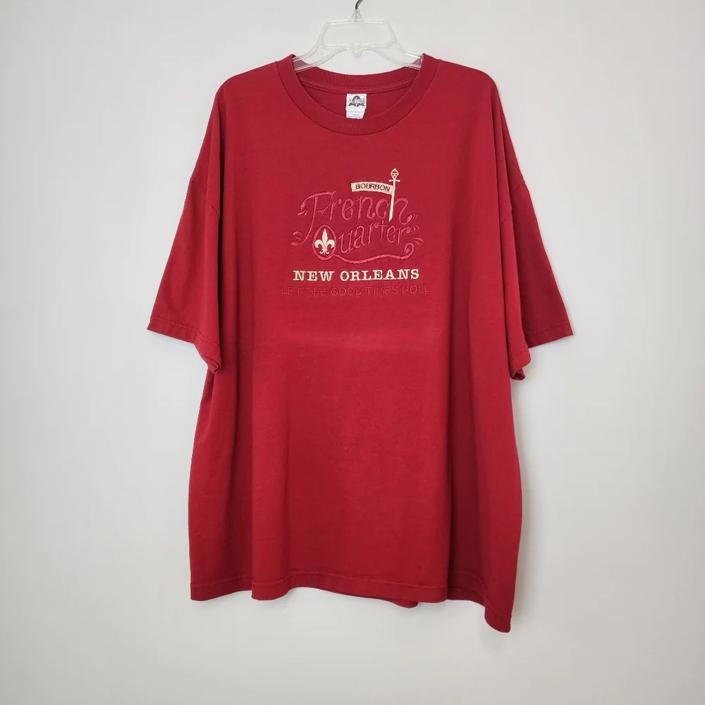 New‎ Orleans French Quarter embroidered deep red t-shirt 3XL